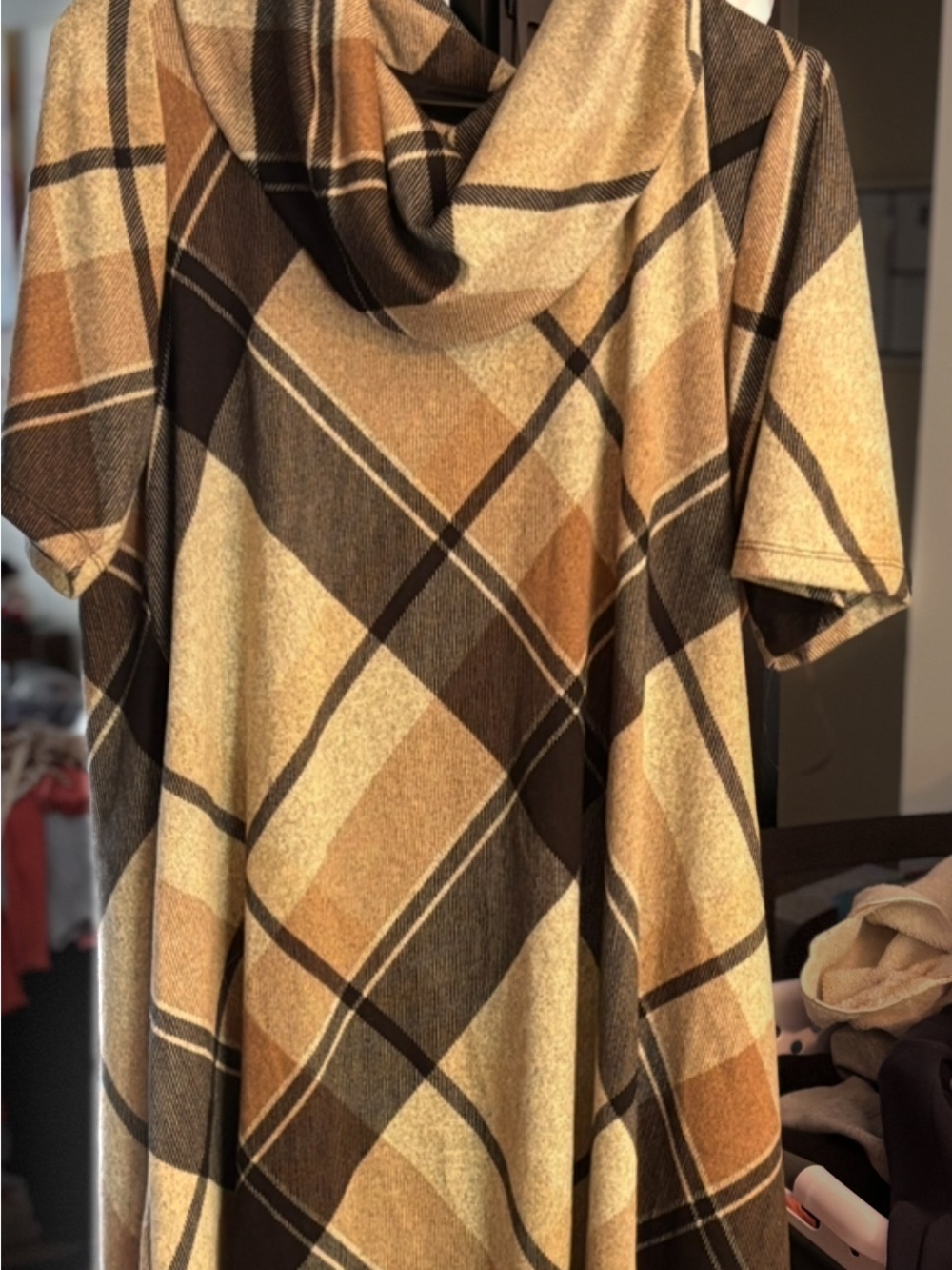 Sandra Darren Beige and Black Striped dress.